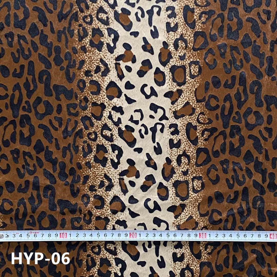 Leopard print velour fabric